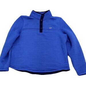 Vineyard Vines Mens SIZE LARGE Blue Textured Pullover Snap Mock Neck